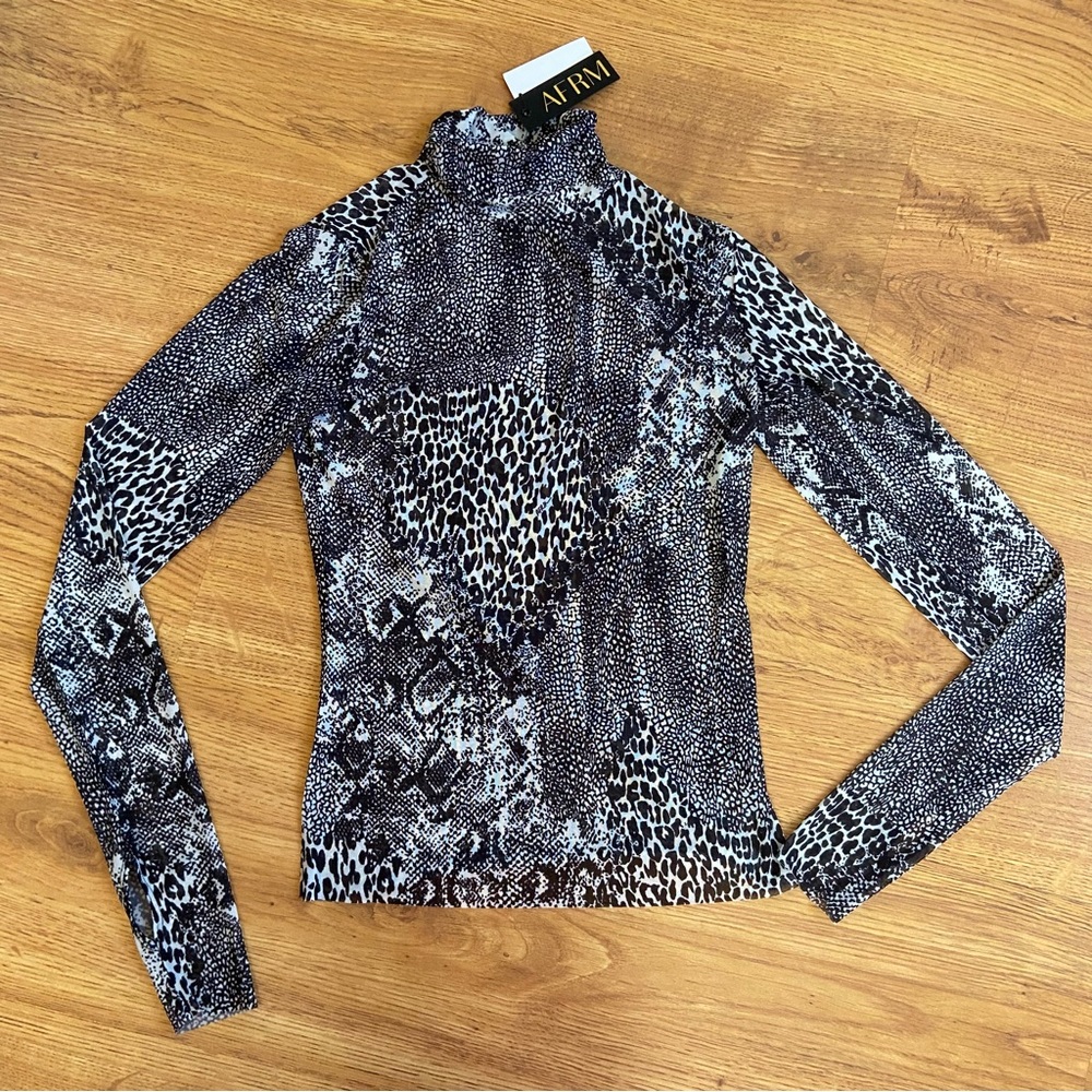 AFRM Mesh Animal Print Top